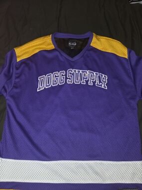 Snoop Dogg #93 Dogg Supply Purple Gold Mens Medium Hockey Jersey